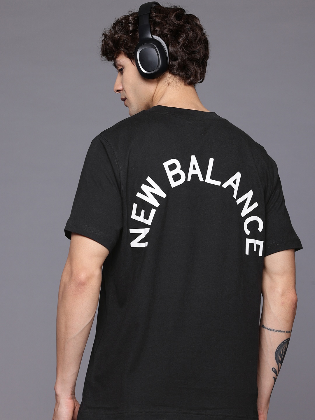 

New Balance Brand Logo Print Pure Cotton Athleisure T-shirt, Black