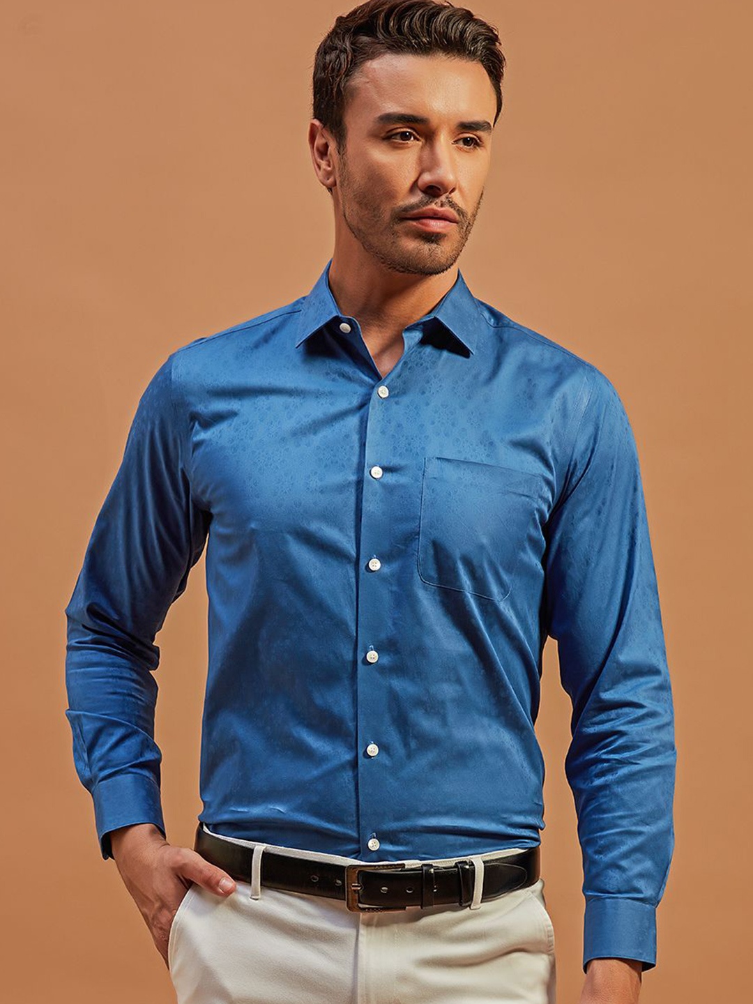 

THINC Men Cognisant Cerulean Cotton Regular Fit Shirt, Blue