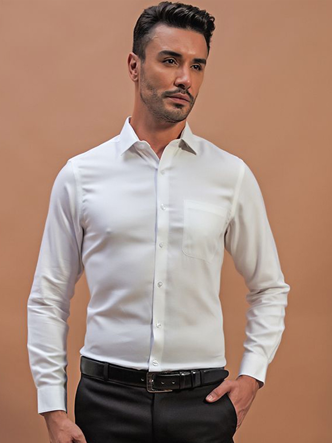 

THINC Men Graceful Cotton Regular Fit Shirt, White