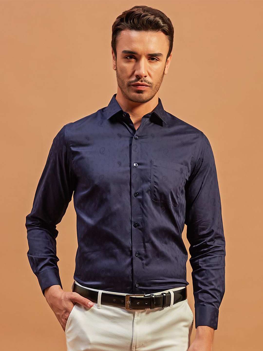 

THINC Men Noble Cotton Regular Fit Shirt, Navy blue