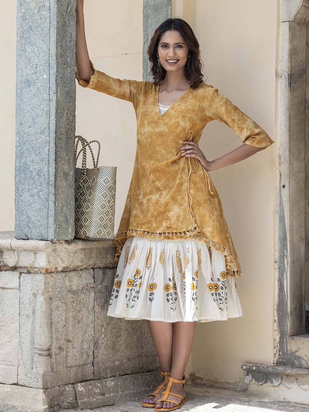 

Maitri Jaipur Women Wrap Dress, Mustard
