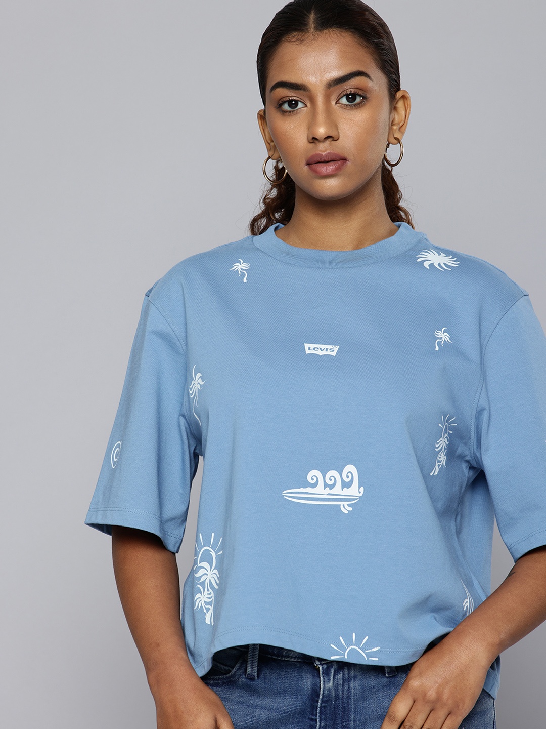

Levis Relaxed Fit Graphic Printed Pure Cotton T-shirt, Blue