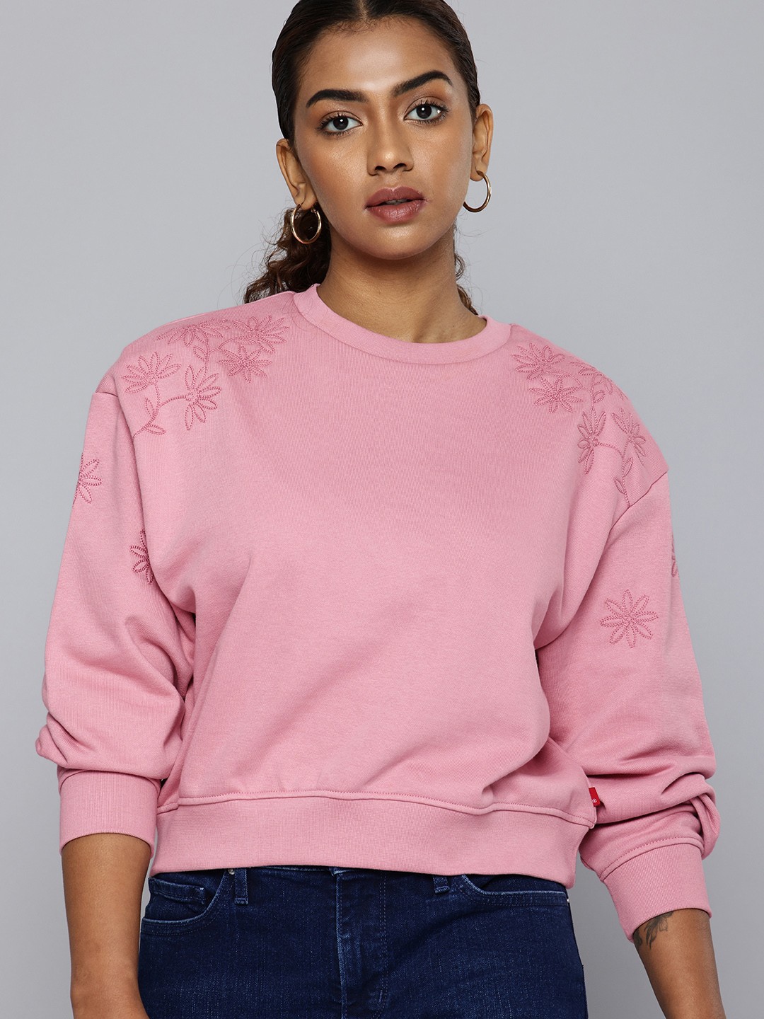

Levis Floral Embroidered Sweatshirt, Rose