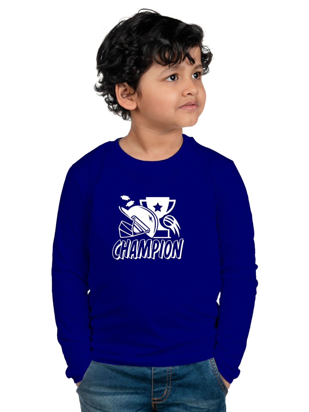 

Chombooka Unisex Kids Typography Printed Round Neck Cotton T-shirt, Blue