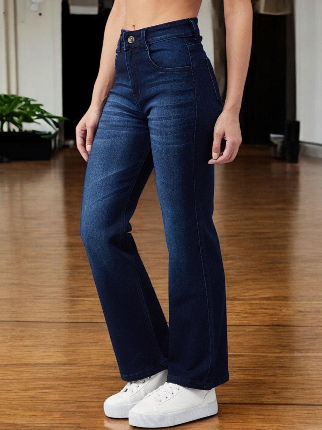 

Miss Chase Women Wide Leg Stretchable Jeans, Blue