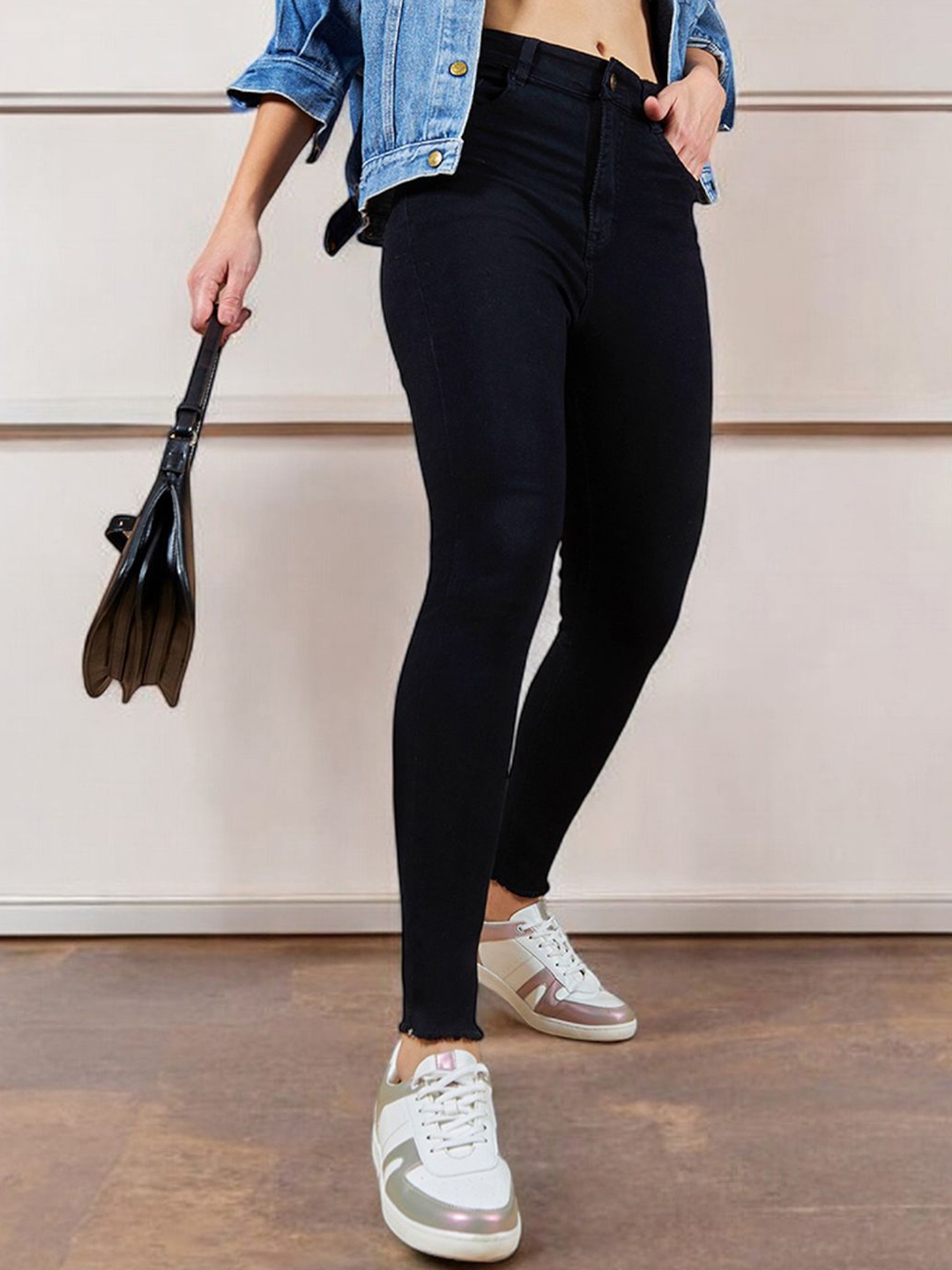 

Miss Chase Women Skinny Fit High-Rise Heavy Fade Stretchable Jeans, Blue