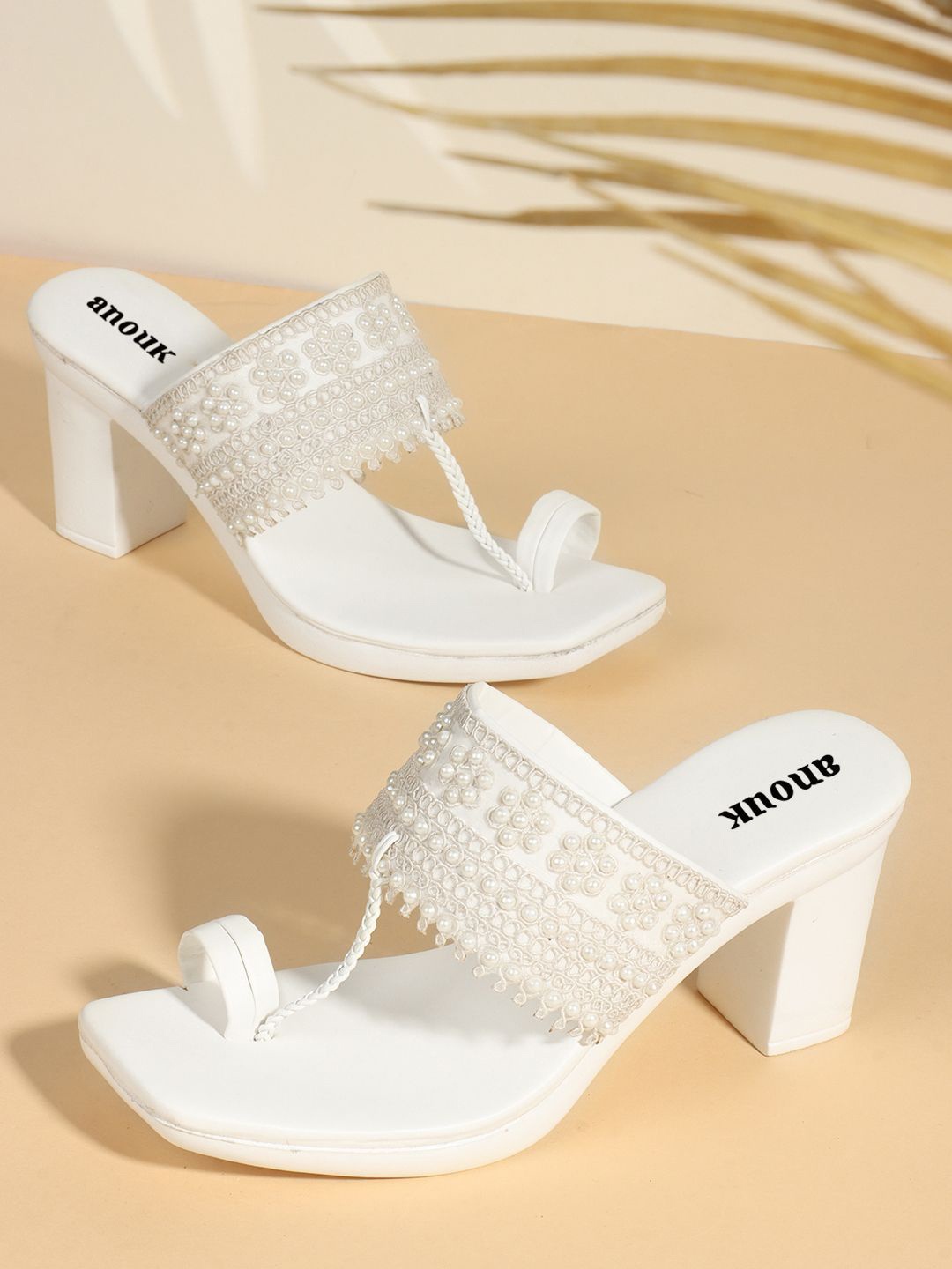 

Anouk Women Embellished Block Sandals, White