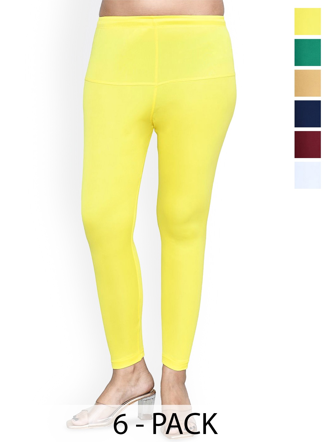 

RAPL Women Pack Of 6 Cotton Blend Breathable Ankle Length Leggings, White