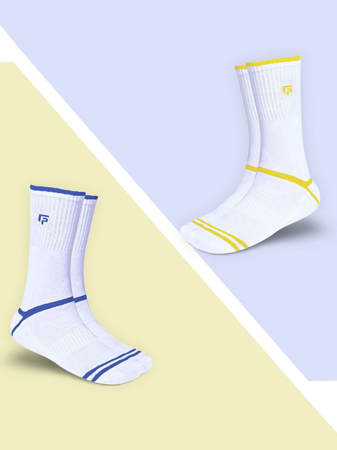 

FOOTPRINTS Unisex Pack Of 2 Striped Calf Length Socks, White