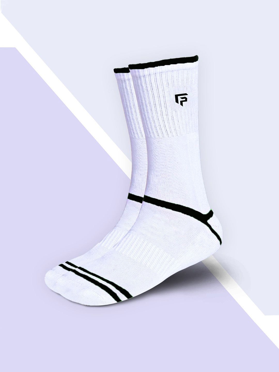 

FOOTPRINTS Unisex Striped Calf-Length Socks, White