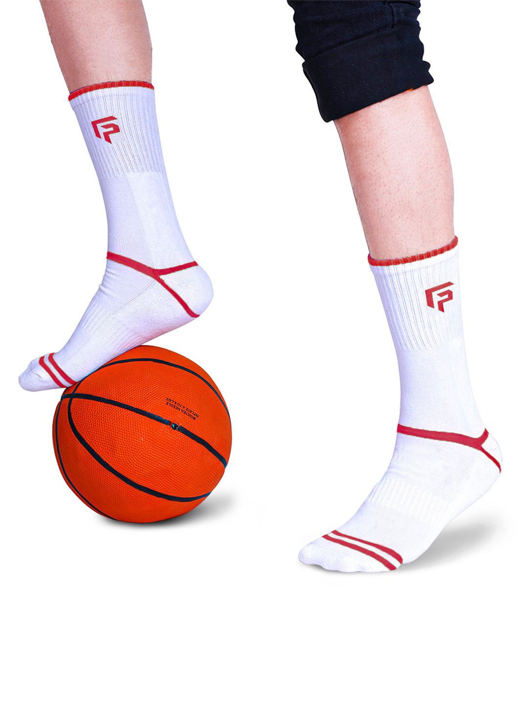 

FOOTPRINTS Unisex Striped Calf Length Socks, Red