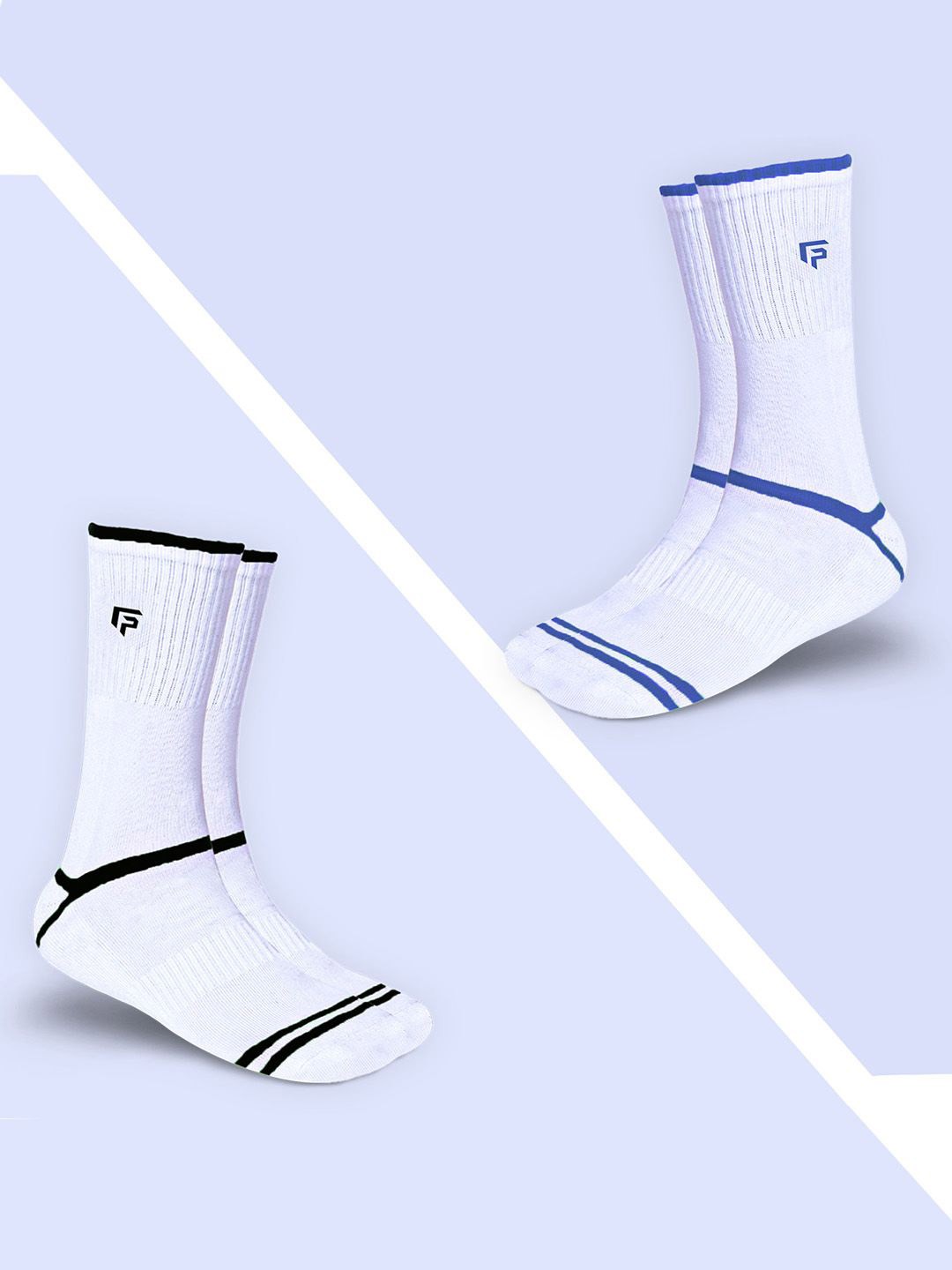 

FOOTPRINTS Unisex Pack Of 2 Striped Calf Length Socks, White