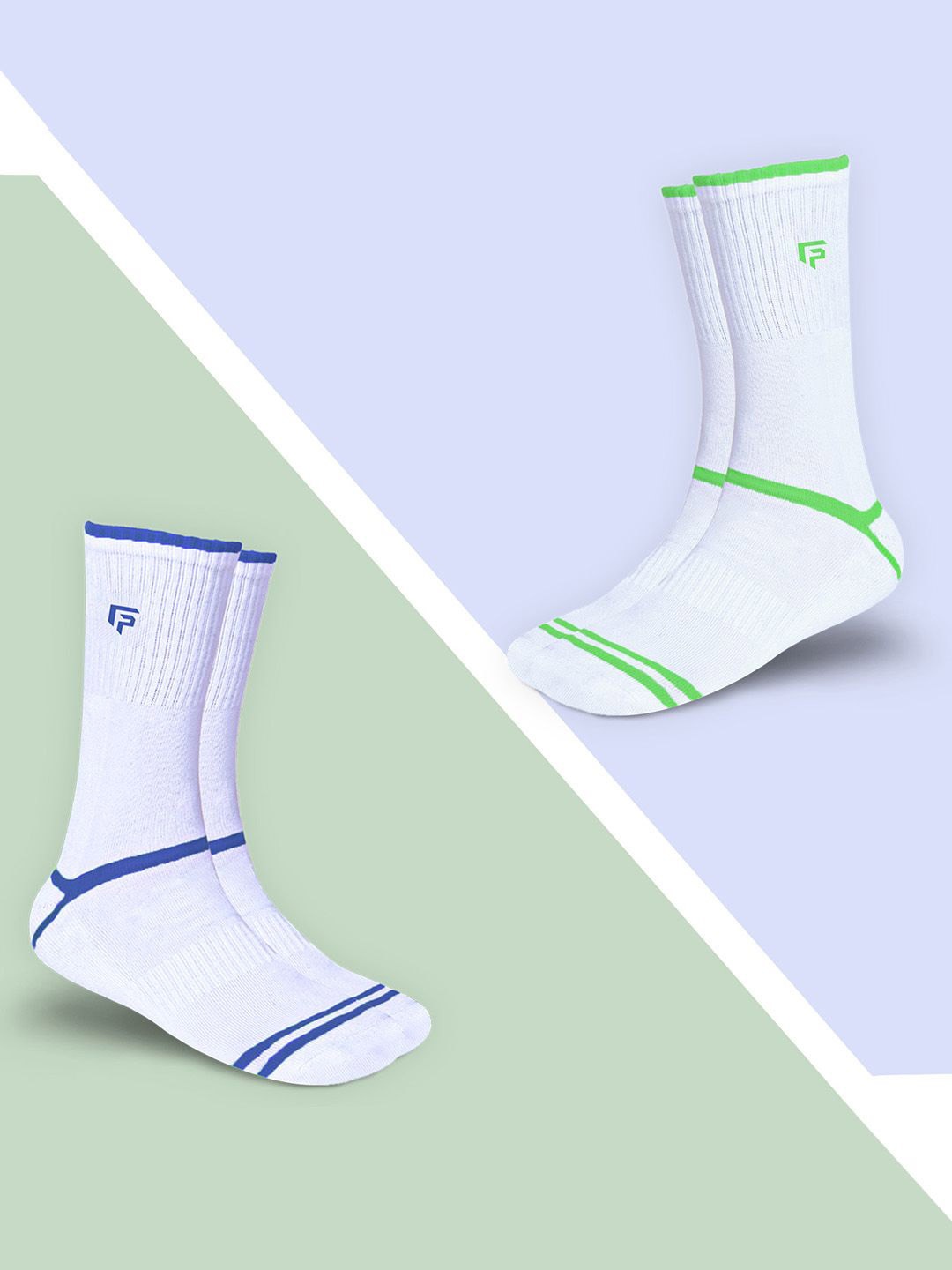 

FOOTPRINTS Unisex Pack Of 2 Striped Calf-Length Socks, White