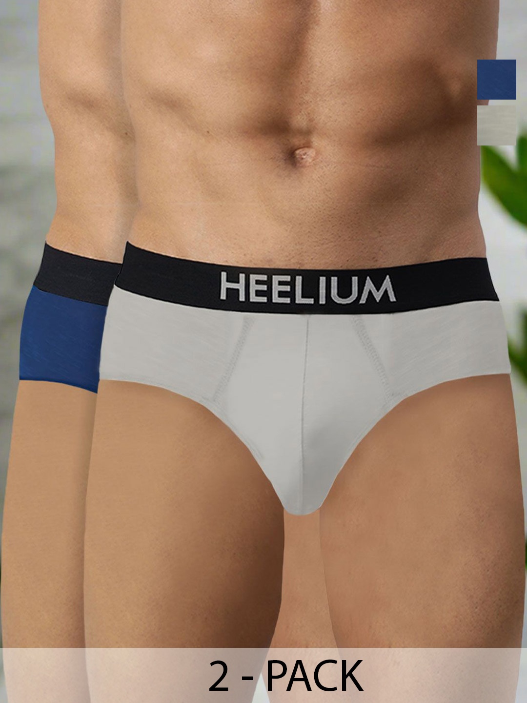 

HEELIUM Men Bamboo Super Soft & Odour Free Comfort Fit Brief P2-BRIEF-NBLG-S-Pack of 2, Grey