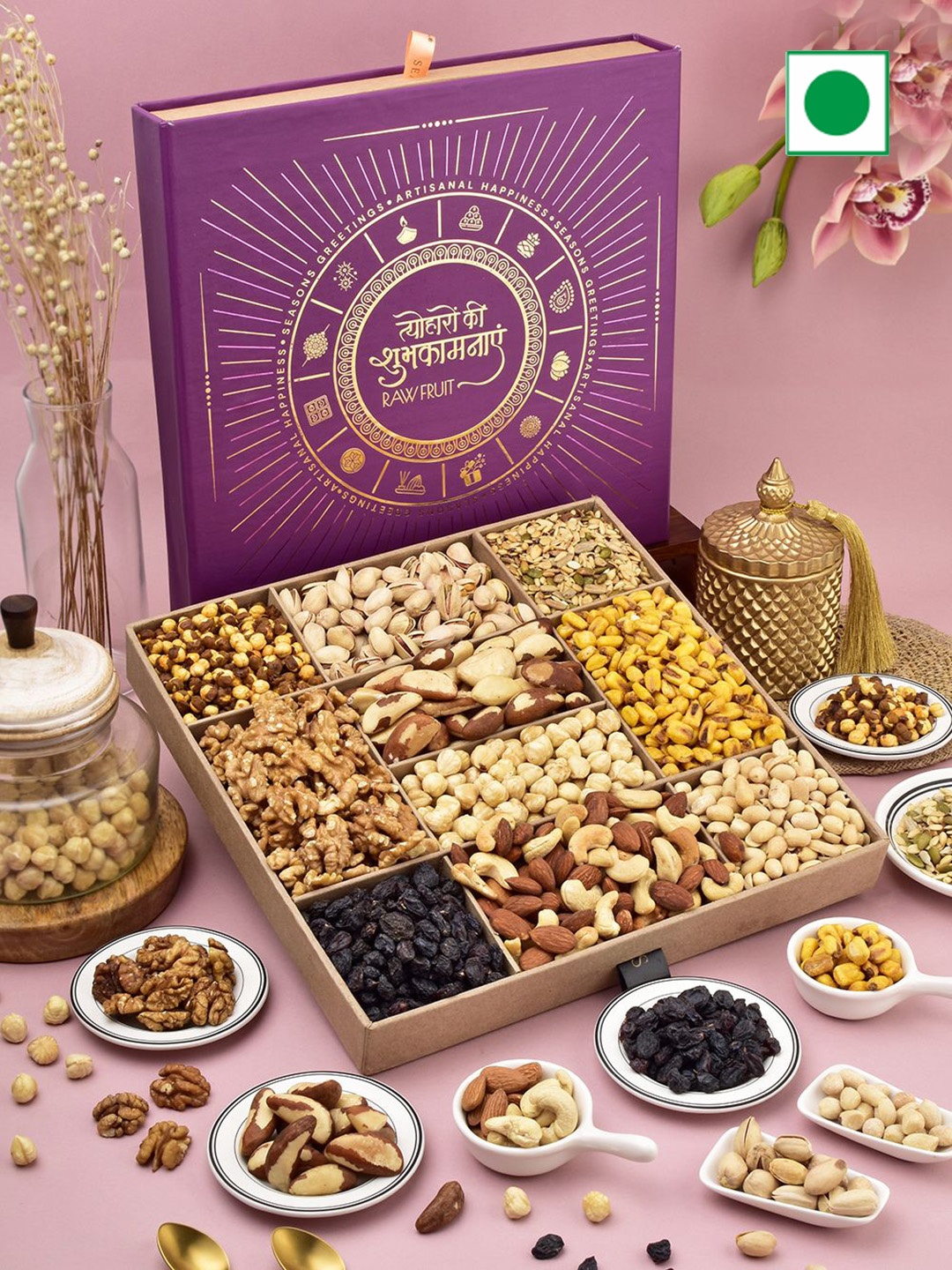 

RawFruit Set Of 10 Dry Fruits Gift Set 1200g, Purple