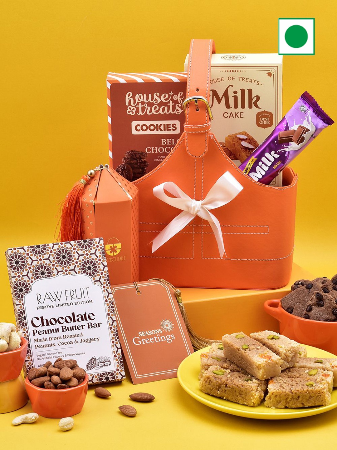 

RawFruit Set Of 7 Cookies Brittle with Sweets Gift Hamper, Orange