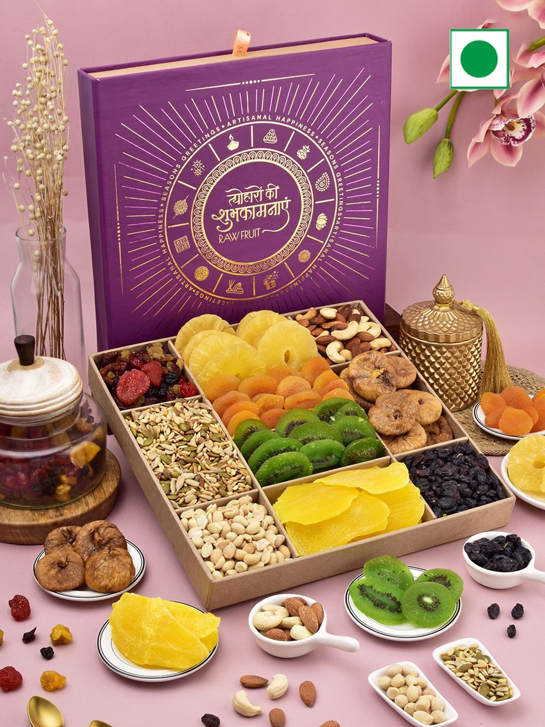 

RawFruit Set Of 10 Dry Fruits Gift Set 1200g, Purple