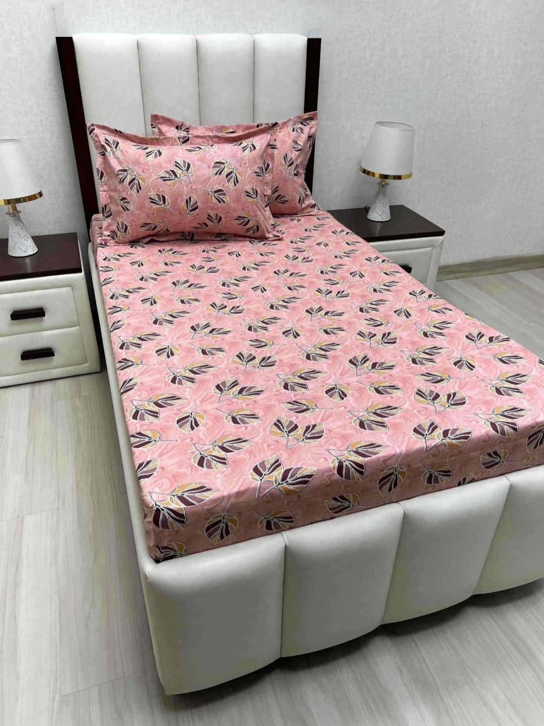 

Pure Decor Cotton Single Size Bedsheet With 2 Pillow Covers 1.73m X 2.36m, Pink