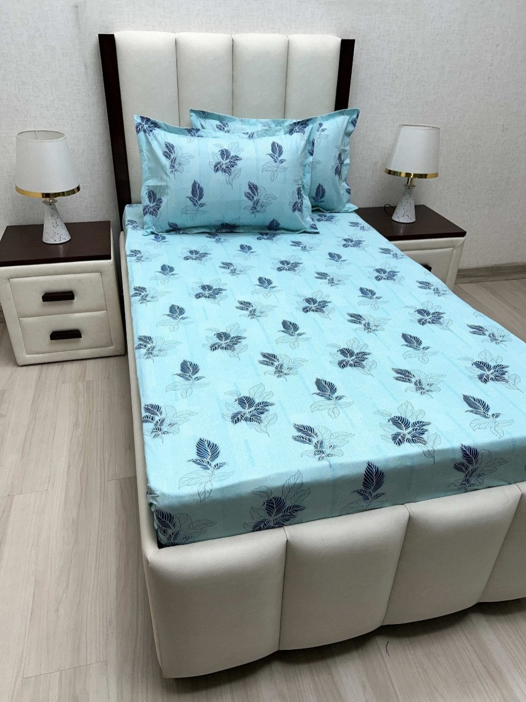 

Pure Decor Cotton Single Size Bedsheet With 2 Pillow Covers 1.73m X 2.36m, Blue