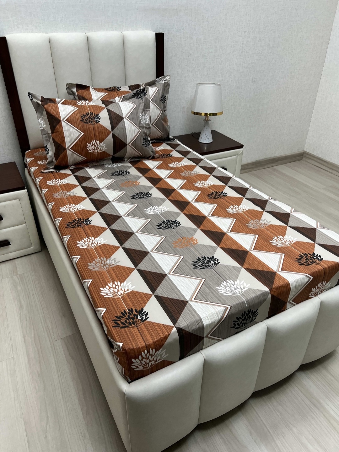 

Pure Decor Cotton Single Bed Size Bedsheet With 2 Pillow Covers 1.73m X 2.36m, Brown