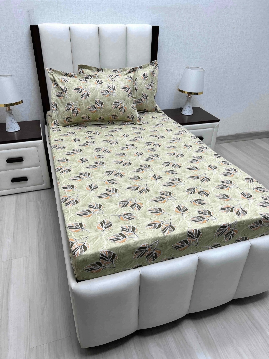 

Pure Decor Cotton Single Size Bedsheet With 2 Pillow Covers 1.73m X 2.36m, Beige
