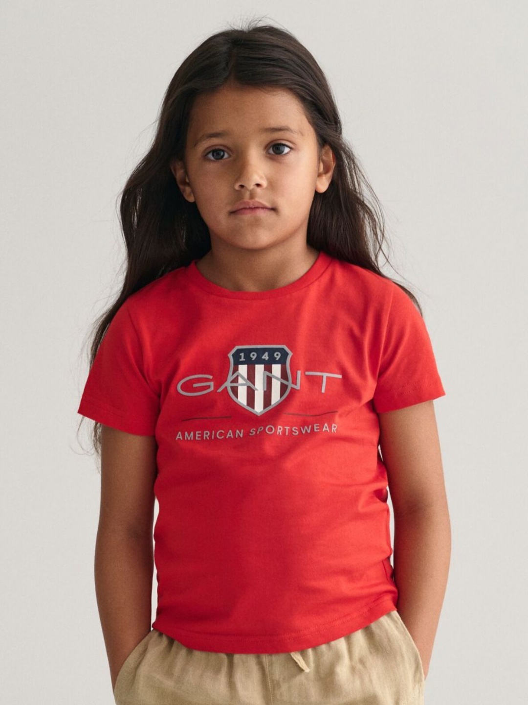 

GANT Unisex Kids Brand Logo Archieve Shield Printed Round Neck Cotton T-shirt, Red