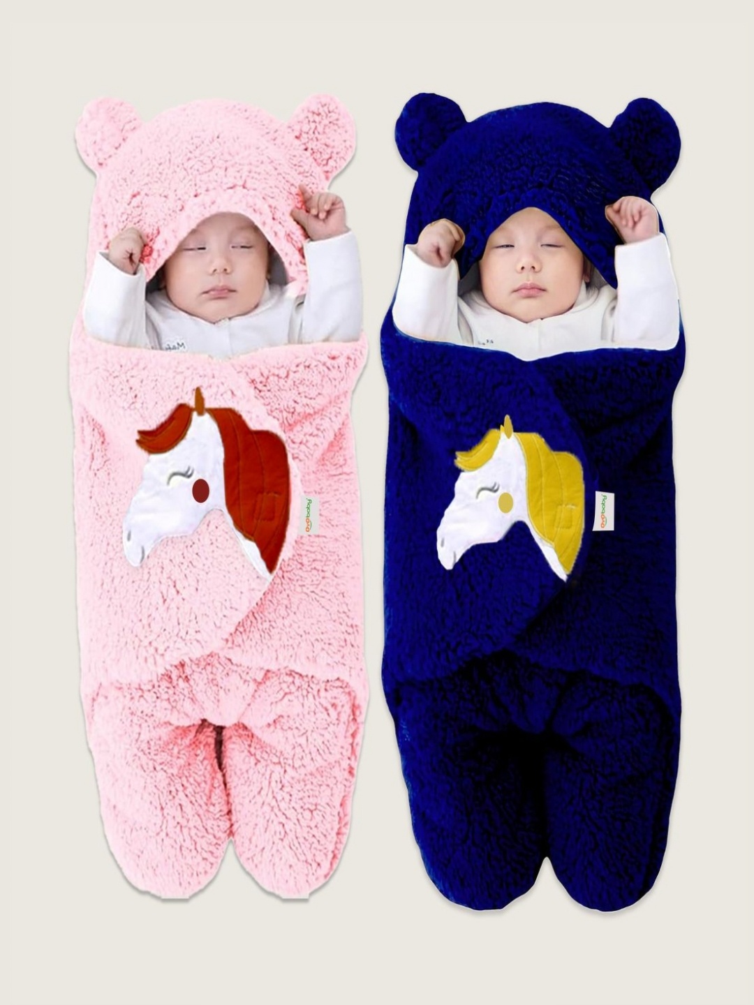 

OYO Baby Infants Kids Pink 2 Pieces Fleece Unicorn 553 GSM AC Room Baby Blankets