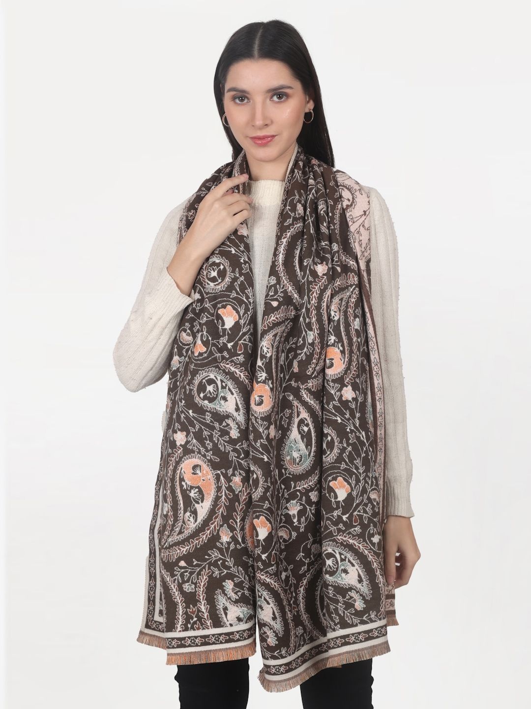 

Calvadoss Women Printed Stole, Brown