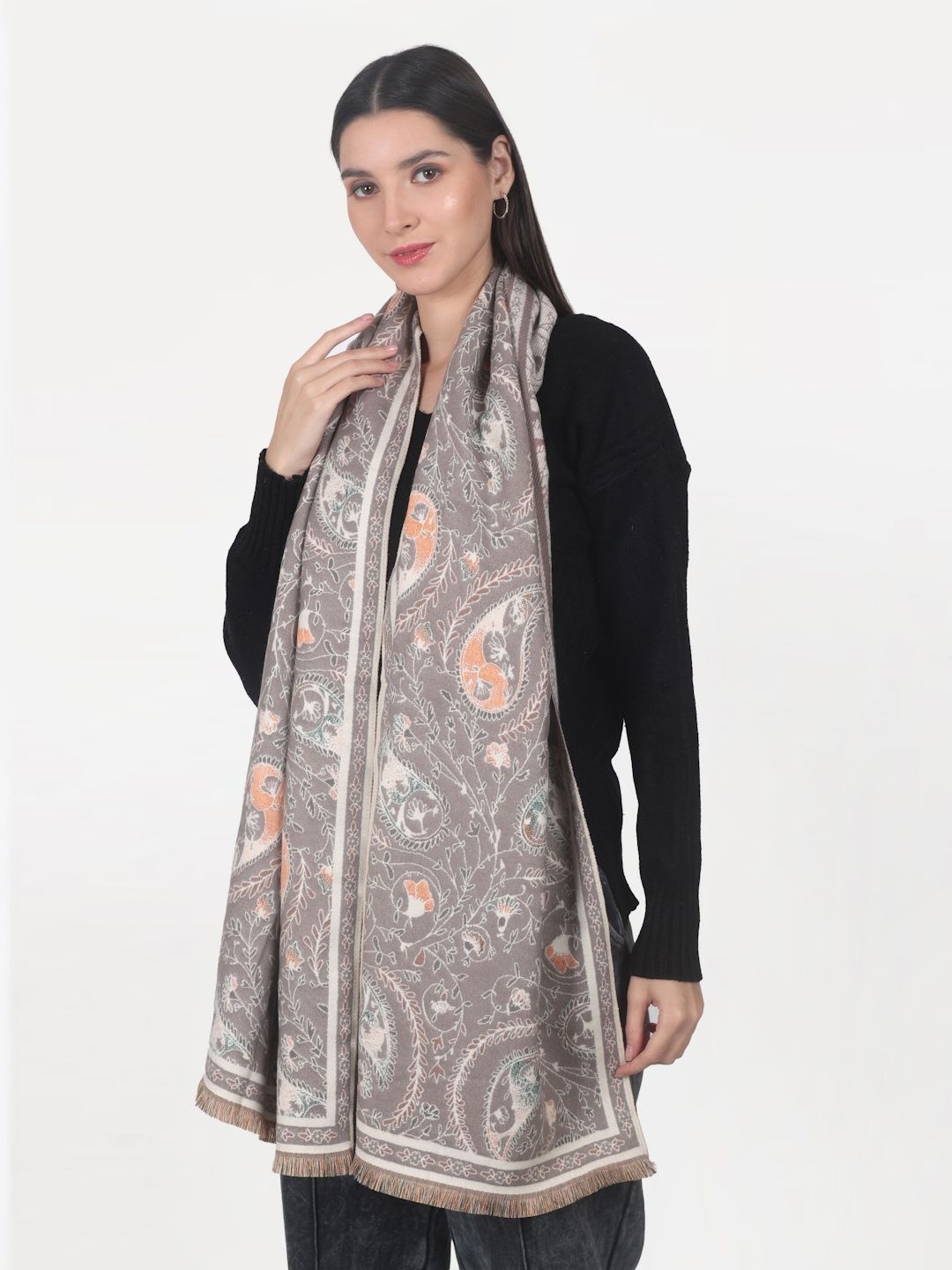 

Calvadoss Women Printed Stole, Grey