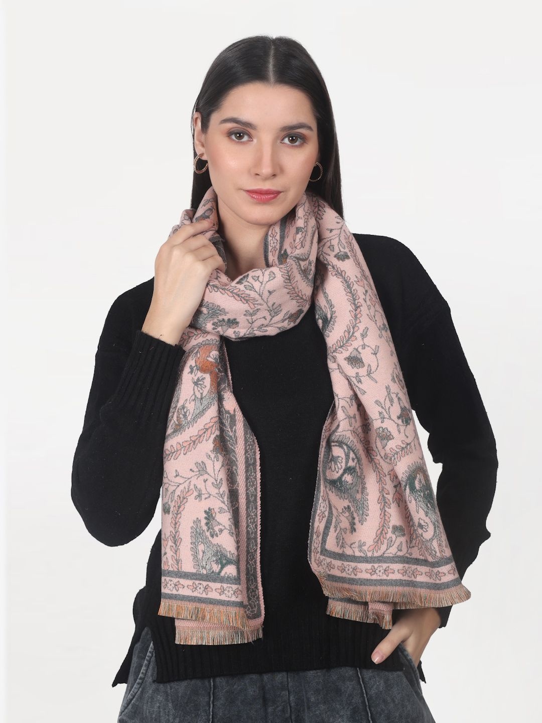 

Calvadoss Women Paisley Printed Stole, Cream
