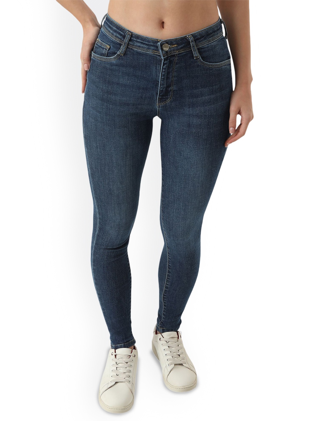 

Kraus Jeans Women Skinny Fit Mid-Rise Light Fade Jeans, Navy blue