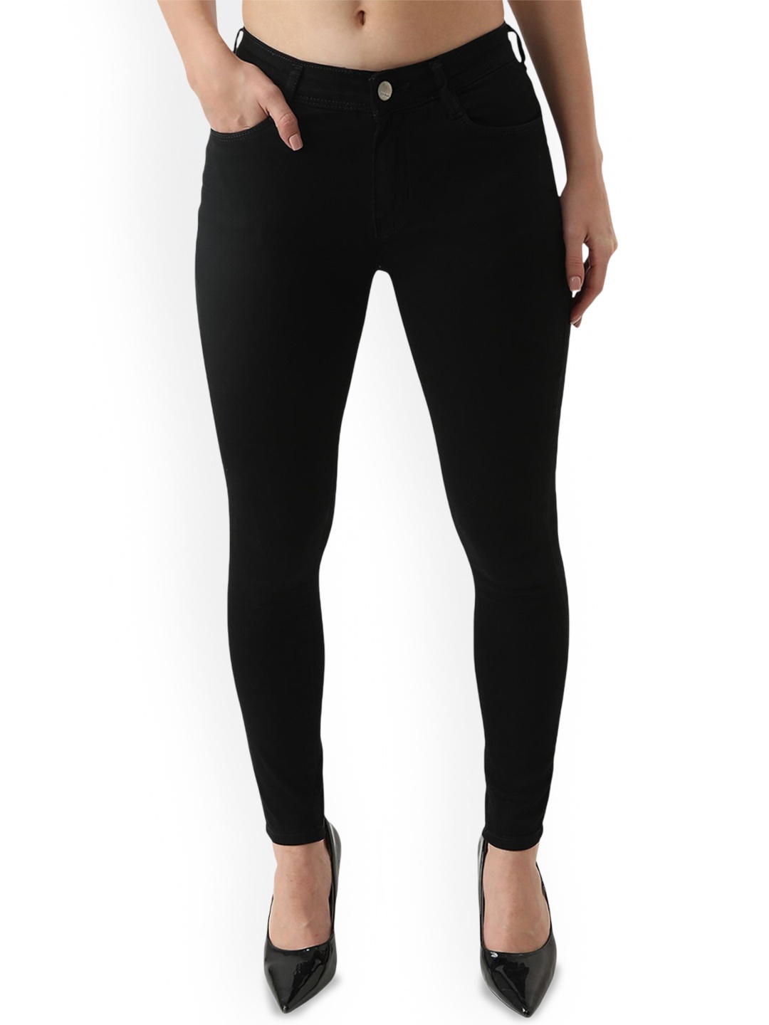 

Kraus Jeans Women Skinny Fit High-Rise Jeans, Black