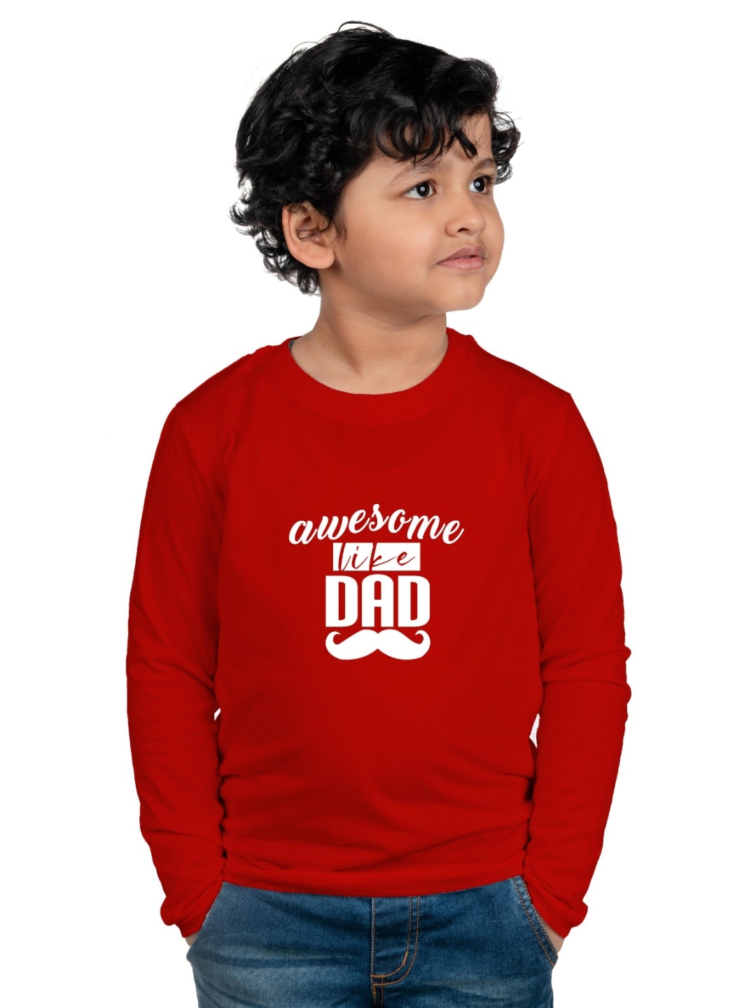 

Chombooka Unisex Kids Typography Printed Round Neck Cotton T-shirt, Red