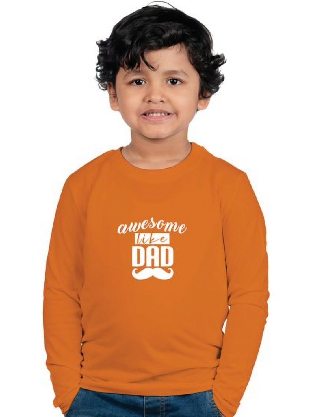 

Chombooka Unisex Kids Typography Printed Round Neck Cotton T-shirt, Mustard