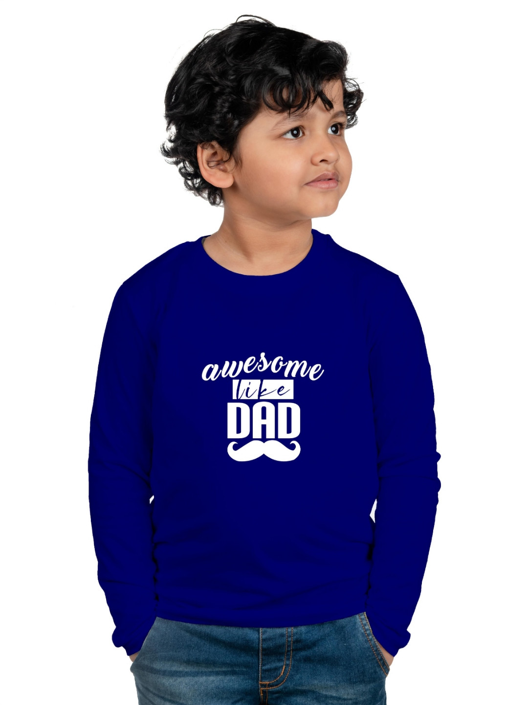 

Chombooka Unisex Kids Typography Printed Round Neck Cotton T-shirt, Blue