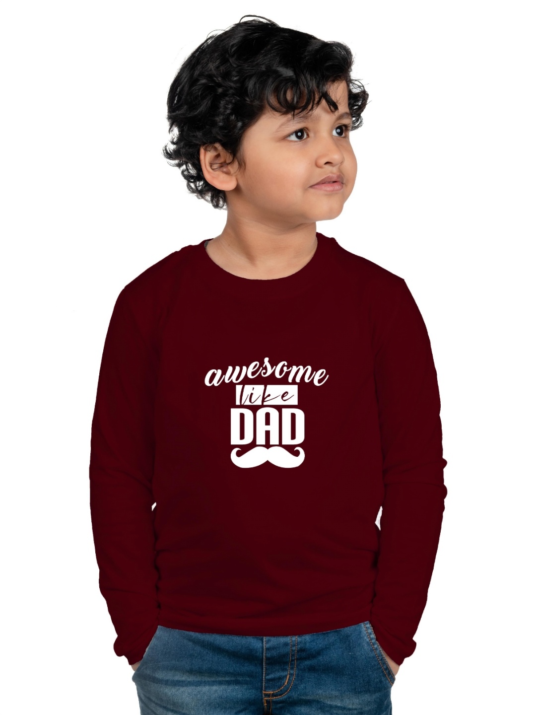 

Chombooka Unisex Kids Typography Printed Round Neck Cotton T-shirt, Maroon