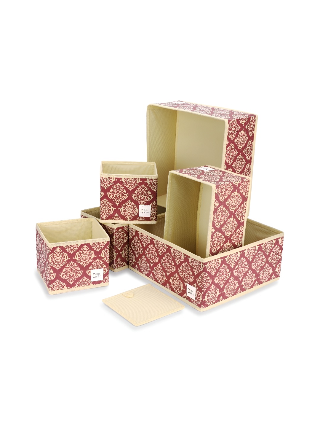 

HOUSE OF QUIRK Maroon 6 Pieces Ethnic Motifs Foldable Drawer Organisers