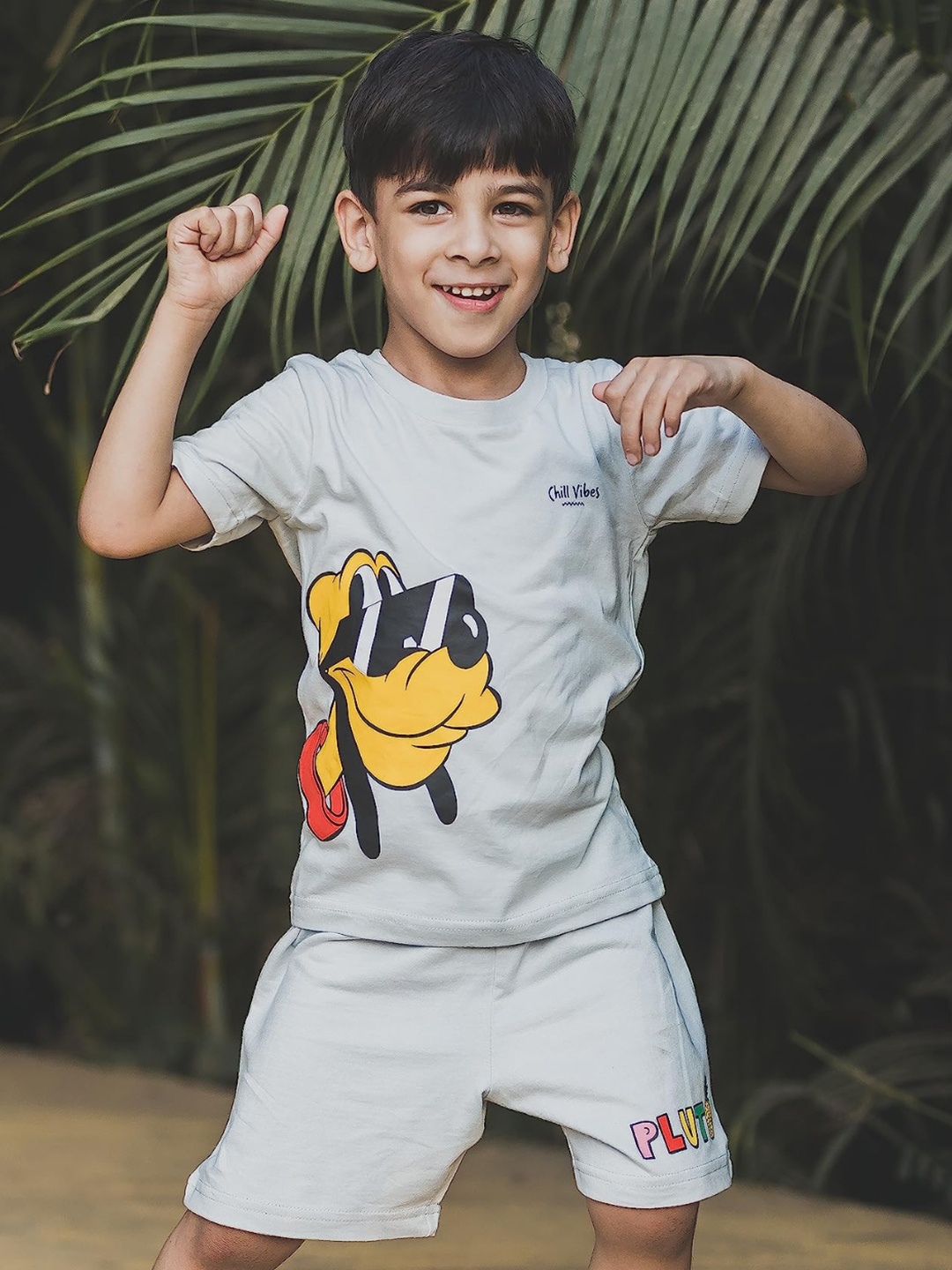 

Nap Chief Infants Disney Chill Pluto Printed Relaxed Fit Pure Cotton T-shirt & Shorts, Grey