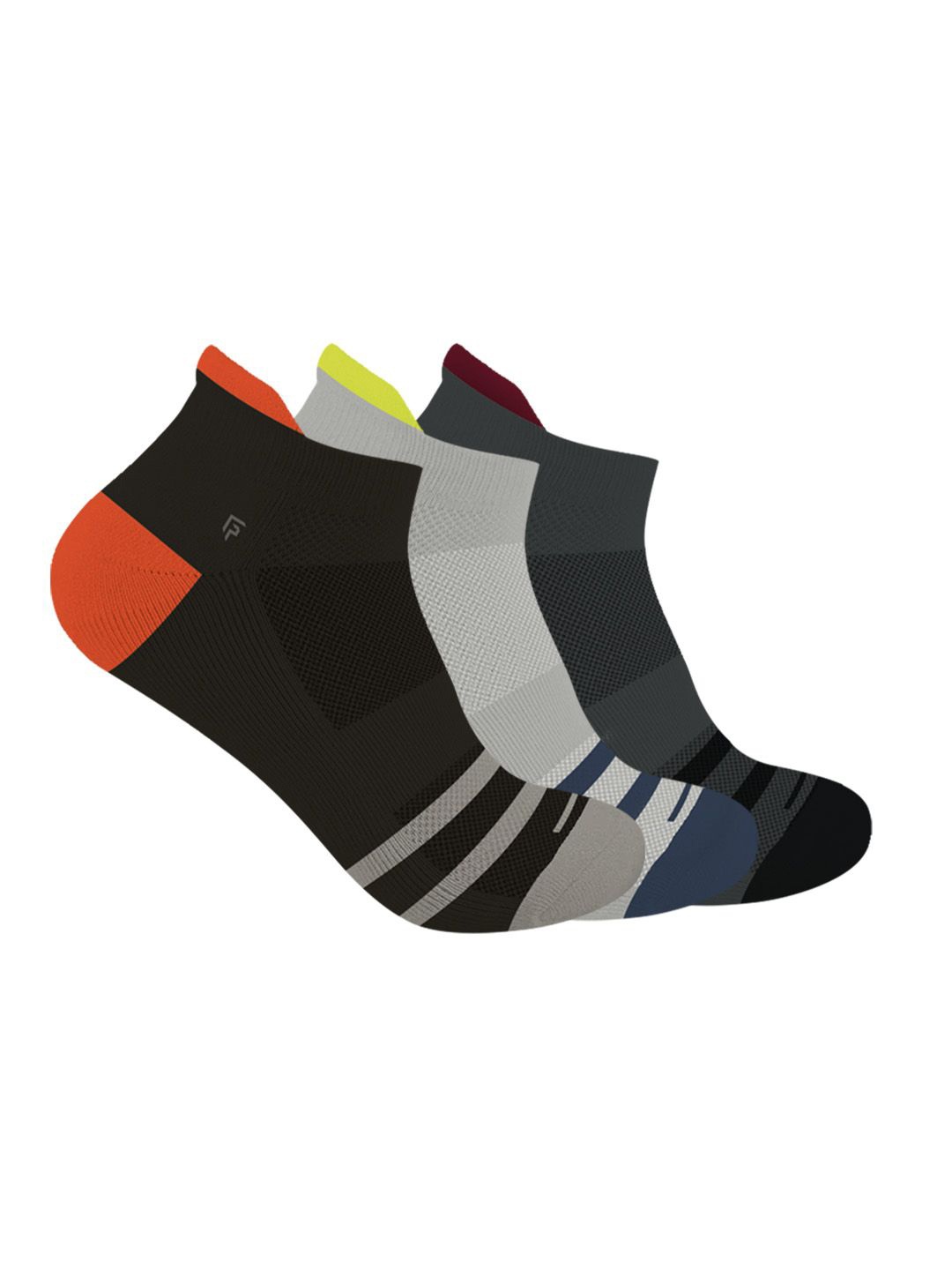 

FOOTPRINTS Unisex Pack Of 3 Anti Slip Silicon Grip Ankle Length Socks, Black