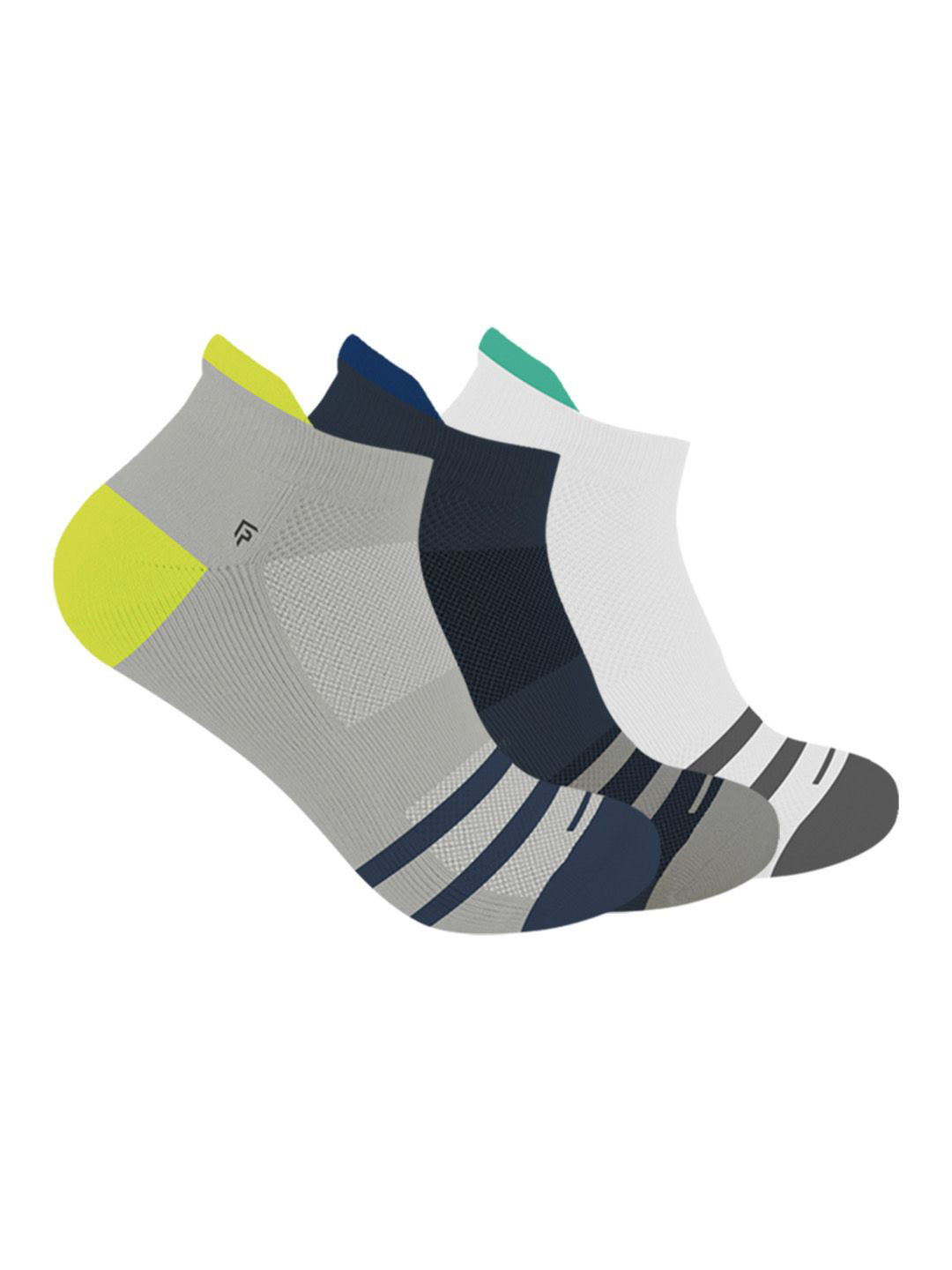 

FOOTPRINTS Unisex Pack Of 3 Patterned Ankle-Length Socks, Grey