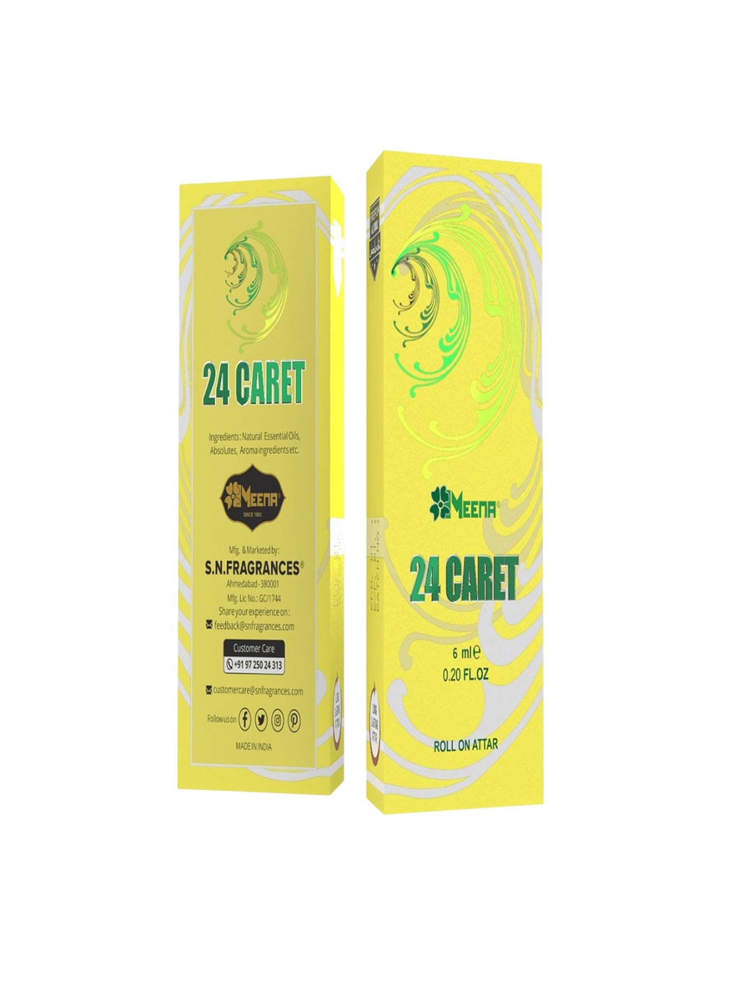 

MEENA 24 Carat Long Lasting Attar- 6 ml, Yellow