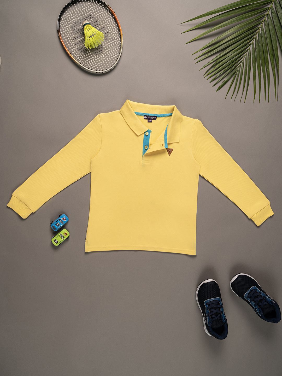 

Purple United Kids Boys Solid Polo Collar Cotton T-shirt, Yellow