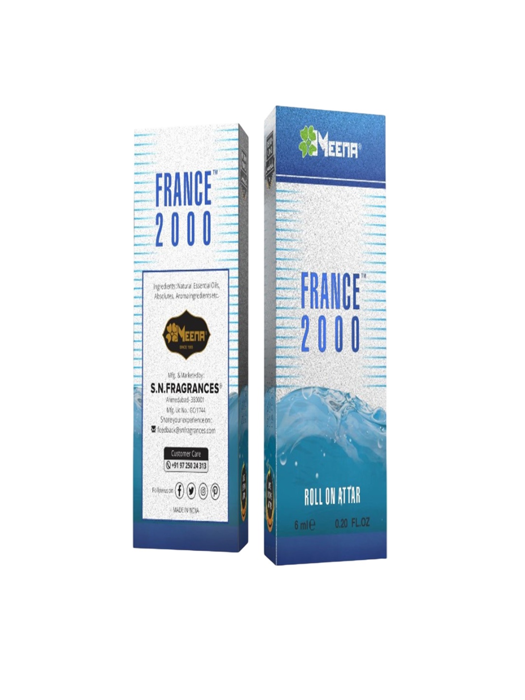 

MEENA France 2000 Alcohol Free Attar Roll-On - 6 ml, Grey