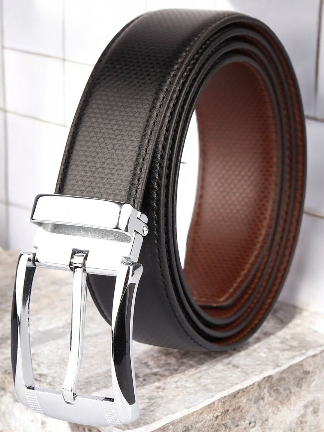 

Provogue Men Textured PU Reversible Formal Belt, Brown