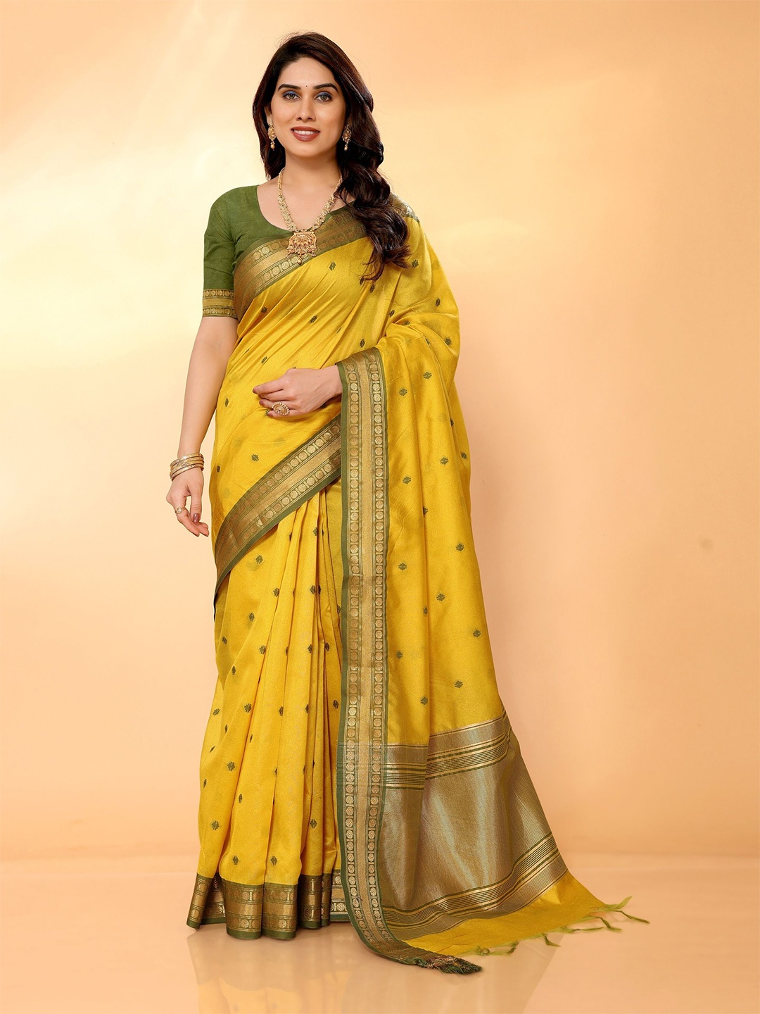 

Sidhidata Ethnic Motifs Zari Banarasi Saree, Mustard