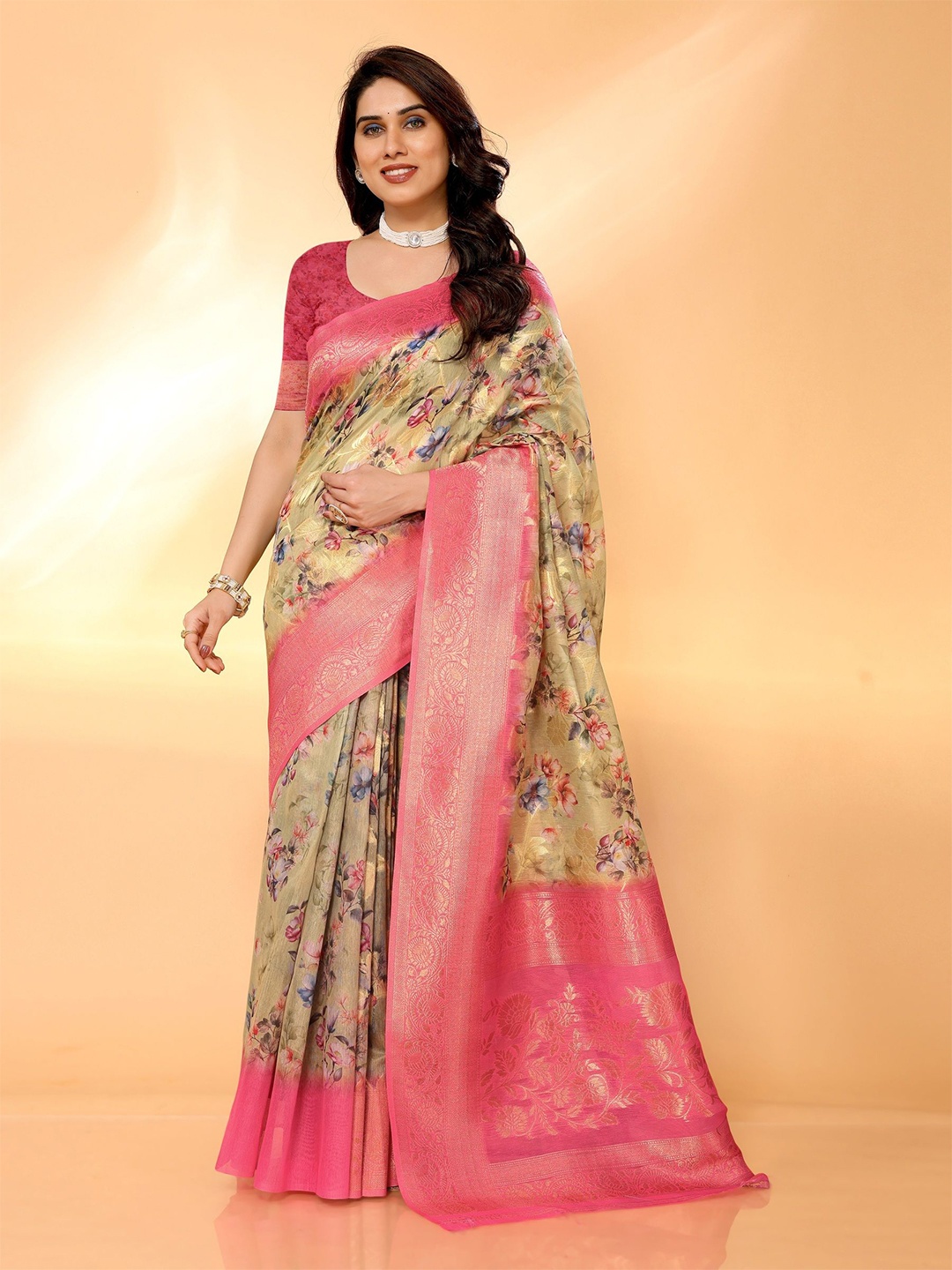 

Sidhidata Woven Design Zari Banarasi Saree, Green