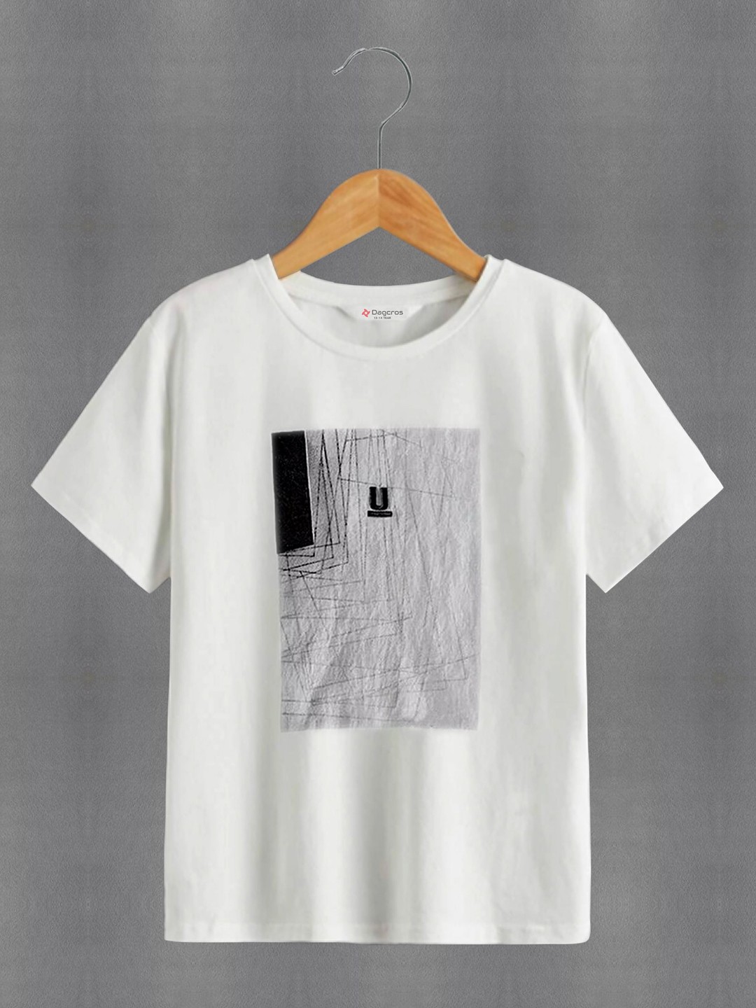 

Dagcros Boys Abstract Printed Pure Cotton Casual T-shirt, White