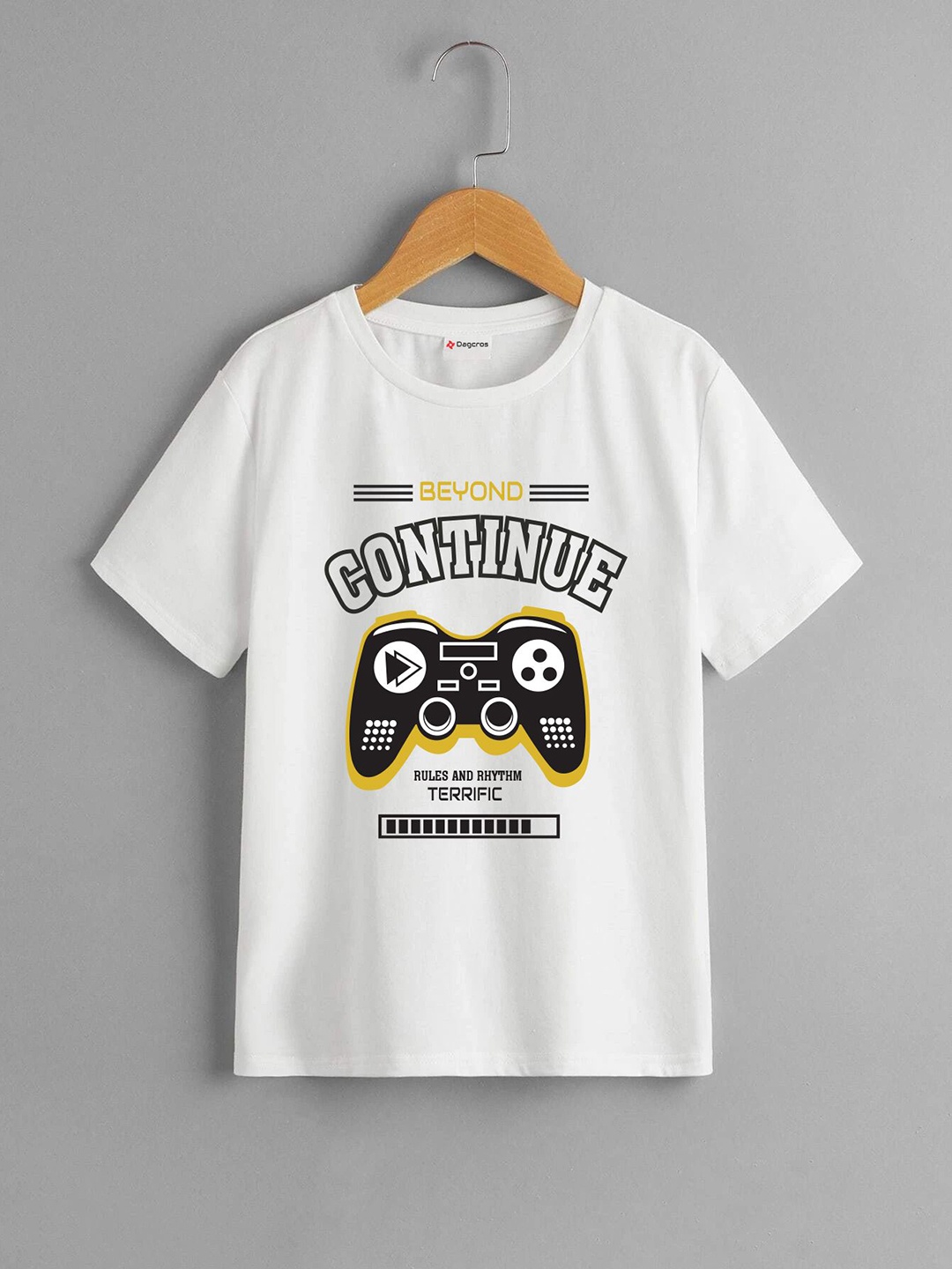 

Dagcros Boys Graphic Printed Round Neck Cotton Casual T-shirt, White