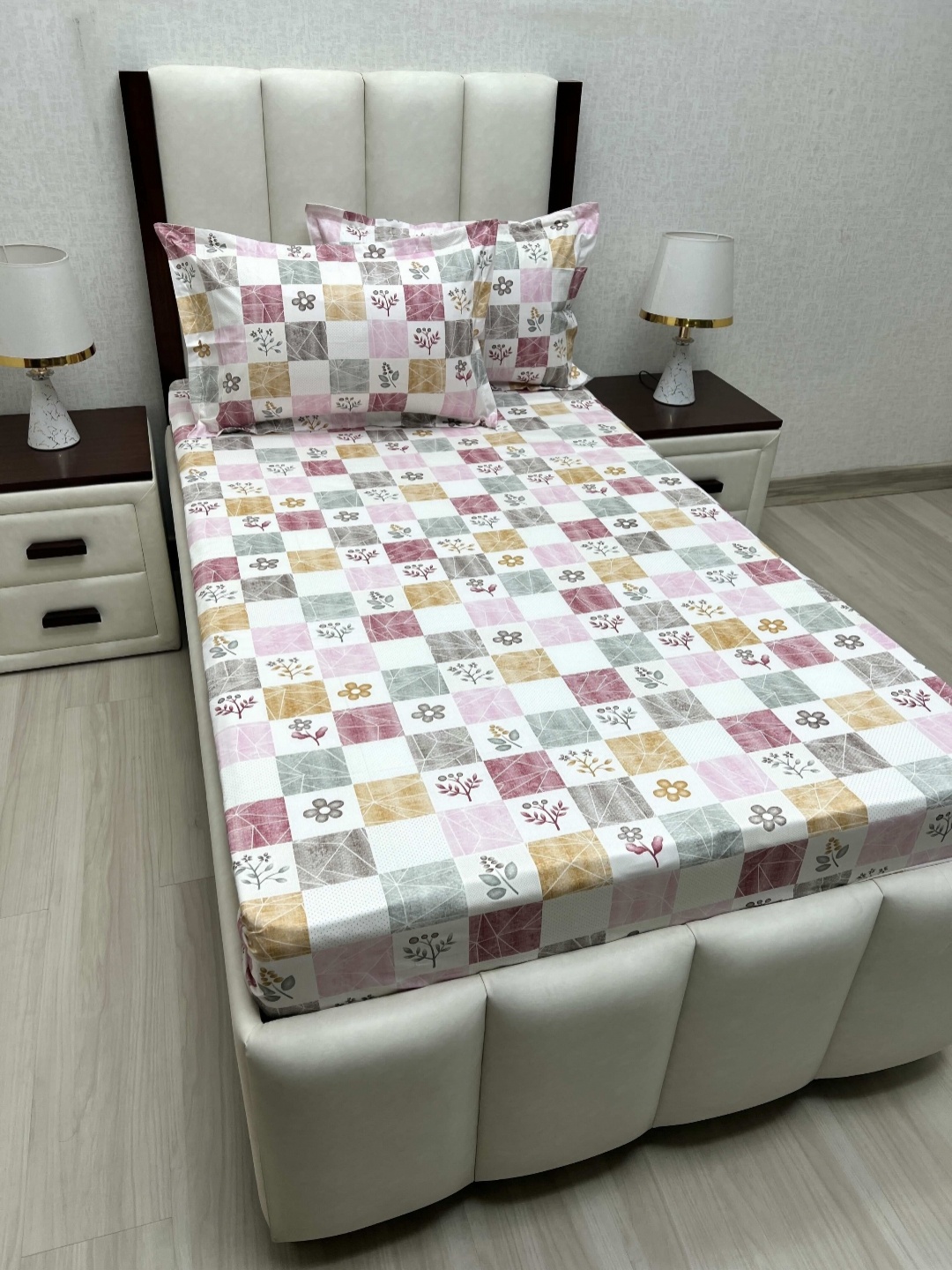 

Pure Decor Cotton Single Bed Size Bedsheet With 2 Pillow Covers 1.73m X 2.36m, White