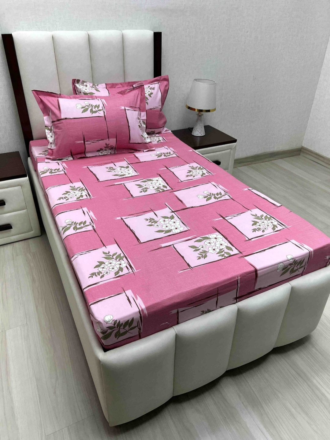 

Pure Decor Cotton Single Bed Size Bedsheet With 2 Pillow Covers 1.73m X 2.36m, Pink